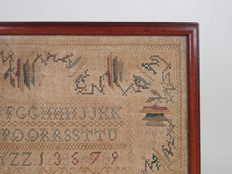 Early Victorian 19th century antique embroidery Needlework Sampler