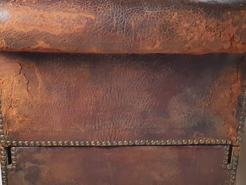 French Art Deco leather reclining Day Bed with original cushions