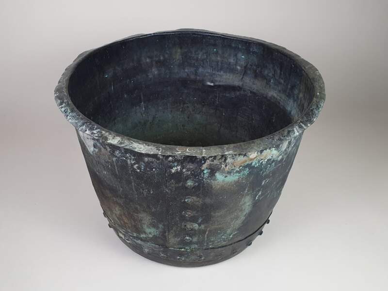 Pair of English rivetted Copper Planters with good verdigris