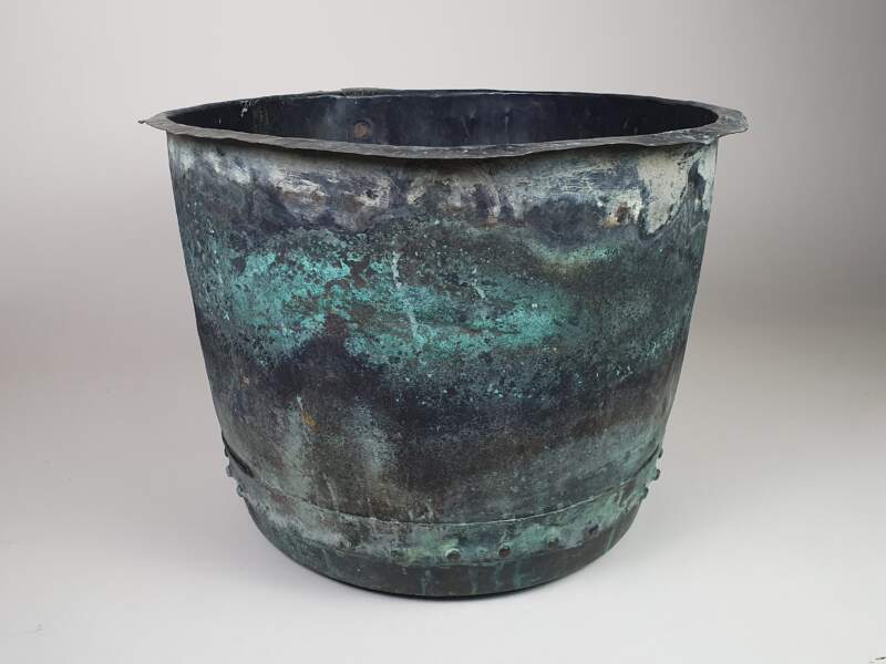 Pair of English rivetted Copper Planters with good verdigris