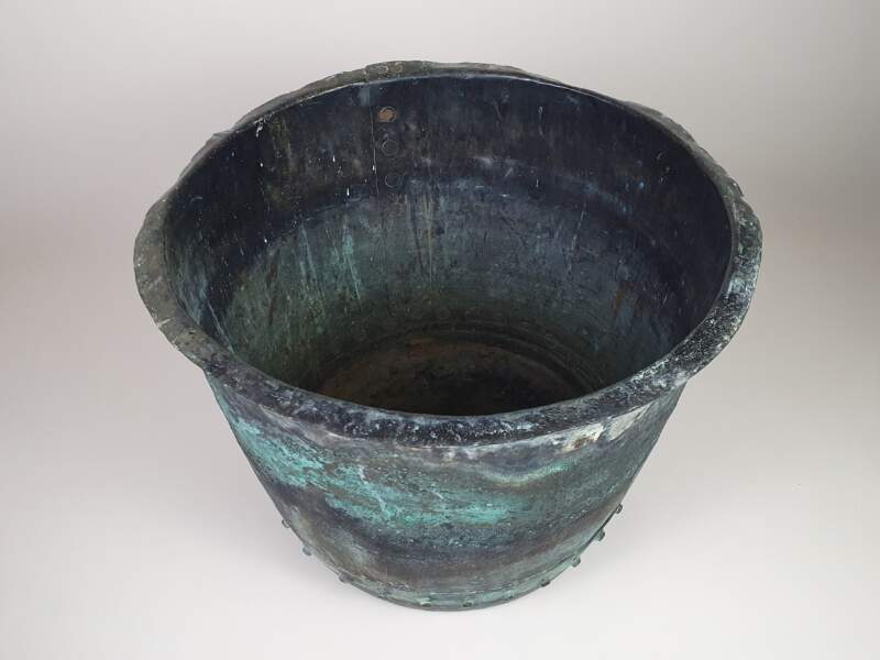 Pair of English rivetted Copper Planters with good verdigris