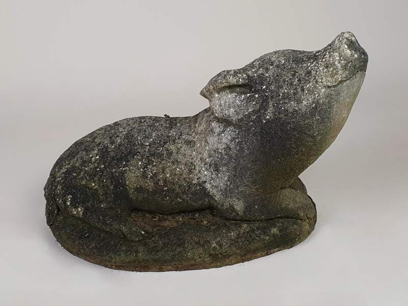 Weathered composite garden Pig