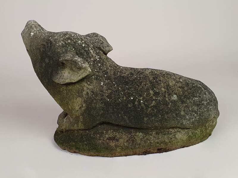 Weathered composite garden Pig