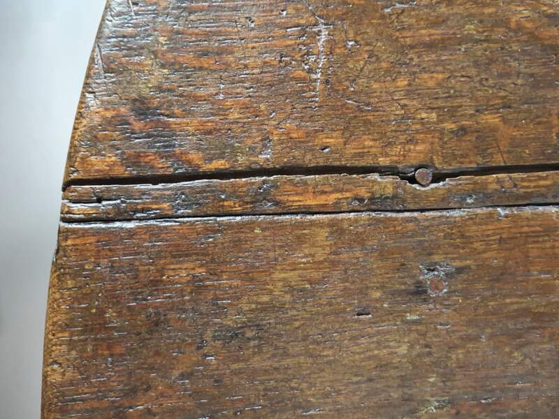 18th century rustic French oak Table with drop leaf sides
