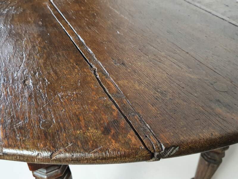 18th century rustic French oak Table with drop leaf sides