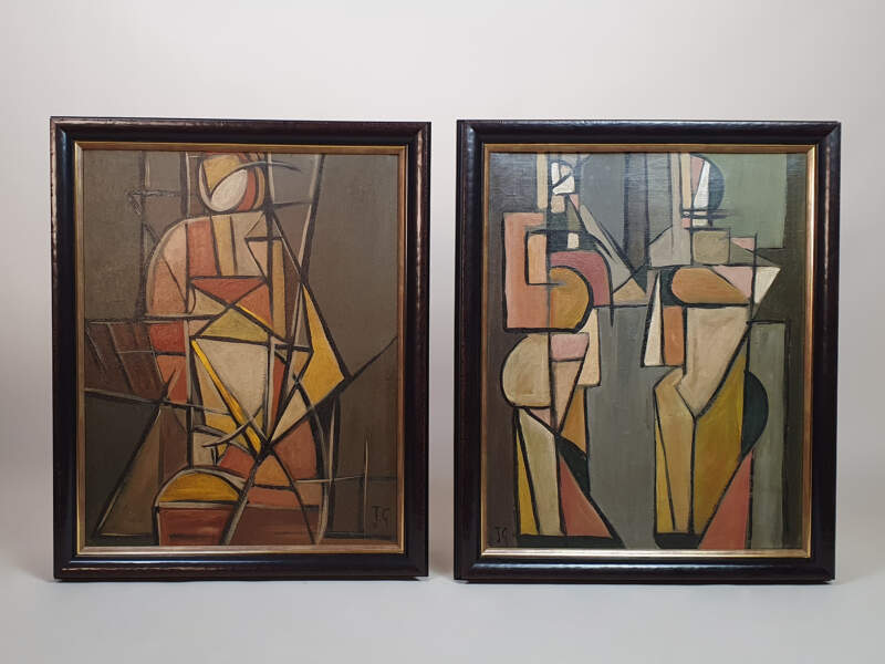 Two Cubist Portraits, oil on canvas