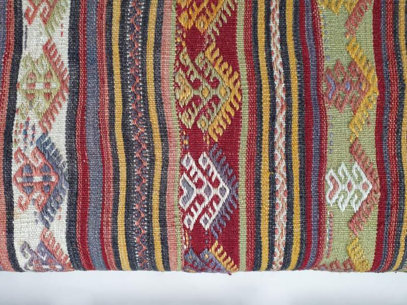 French Footstool covered in antique kilim
