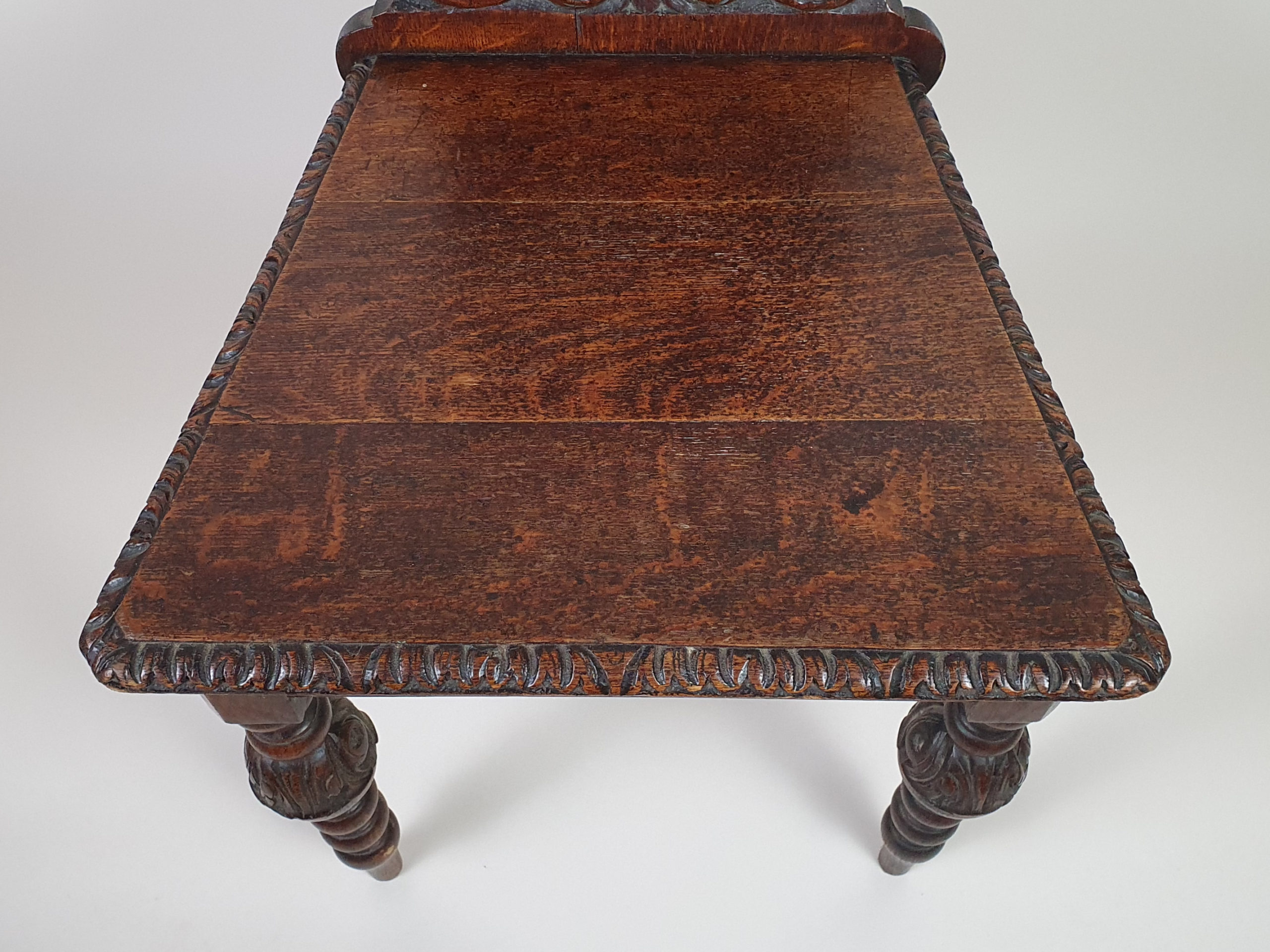 Victorian mahogany carved Green Man Hall Seat