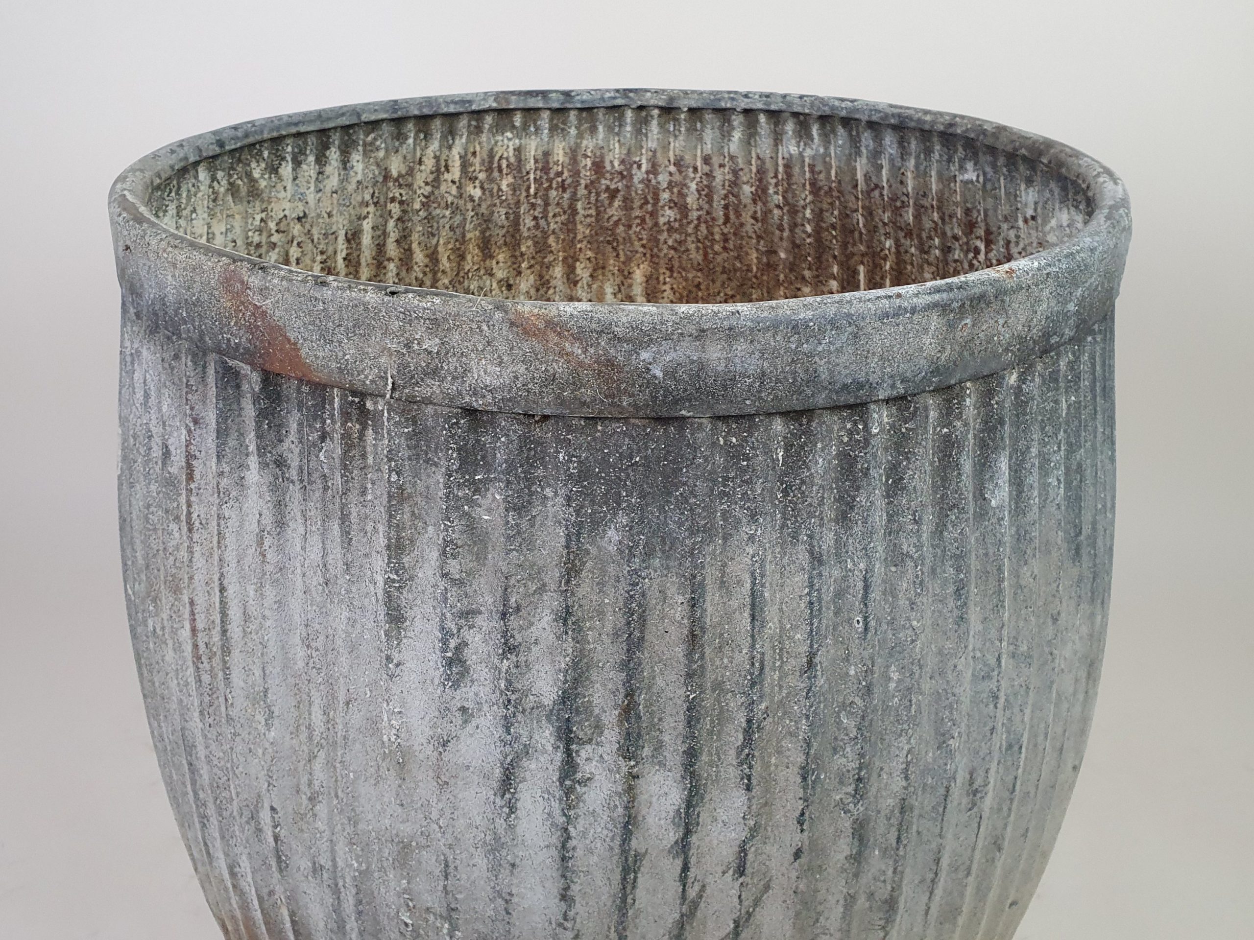 Pair of antique galvanised dolly tub Garden Planters