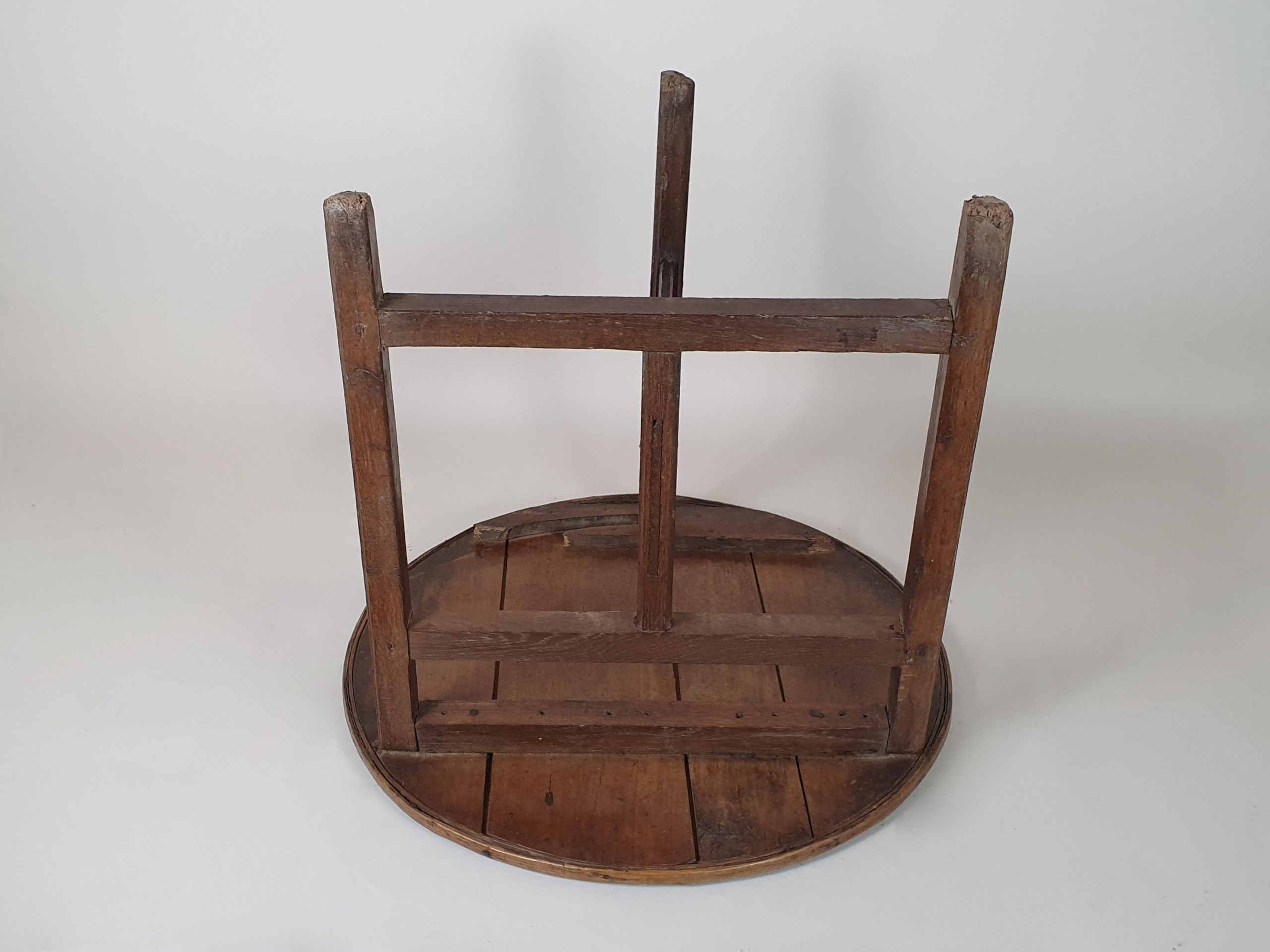 19th century oak tar cloth covered Vendage Table