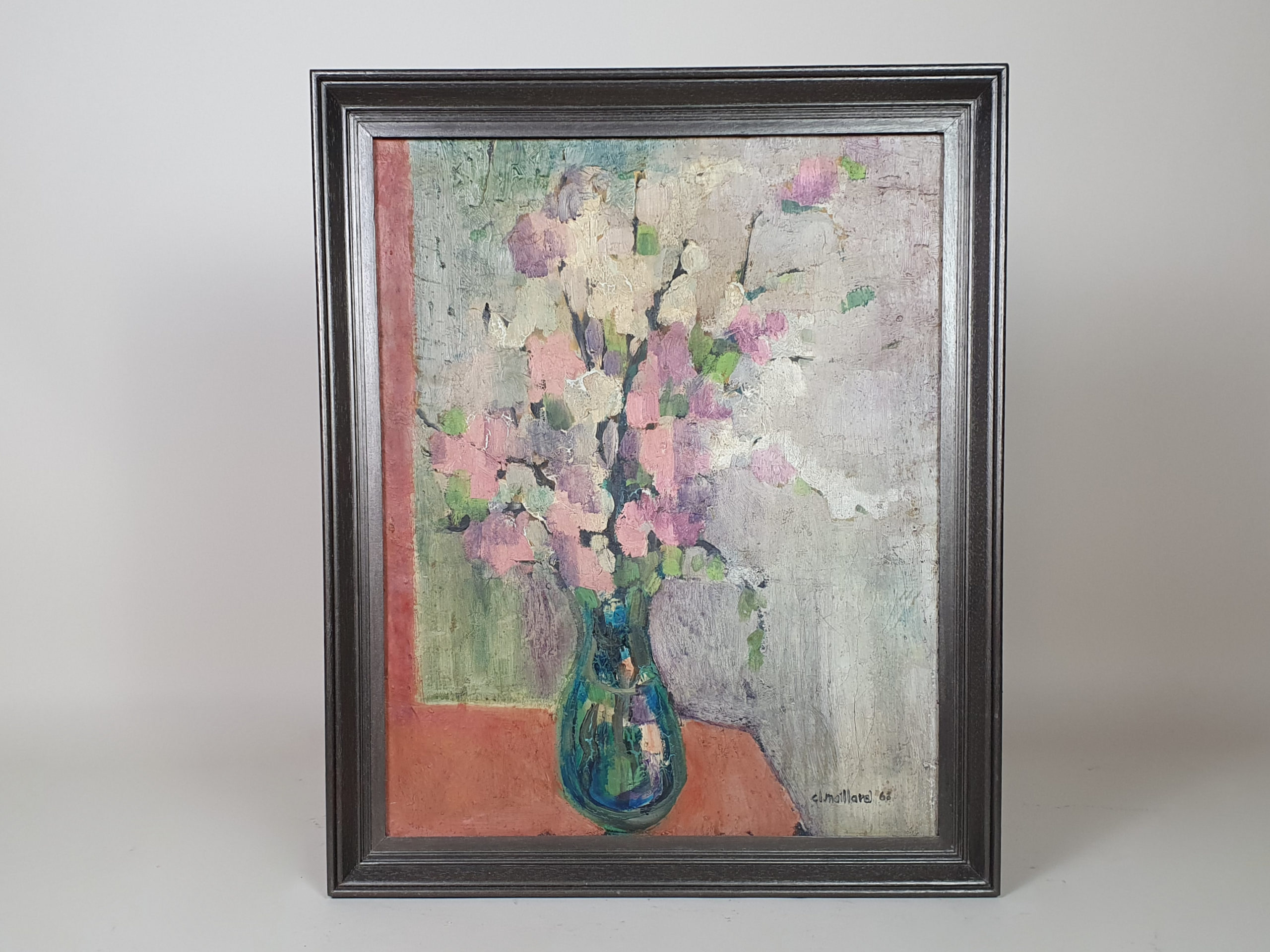 1960s impasto Floral Still Life in pastel colours