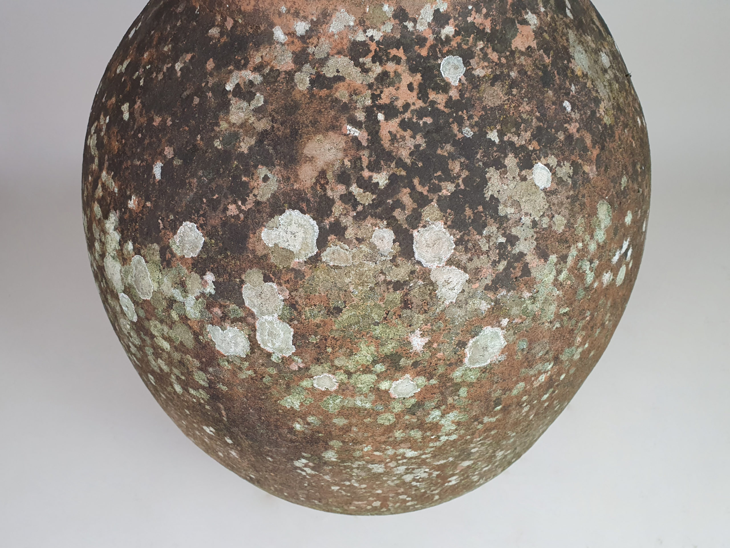 Medium terracotta Urn with good covering of moss and lichen