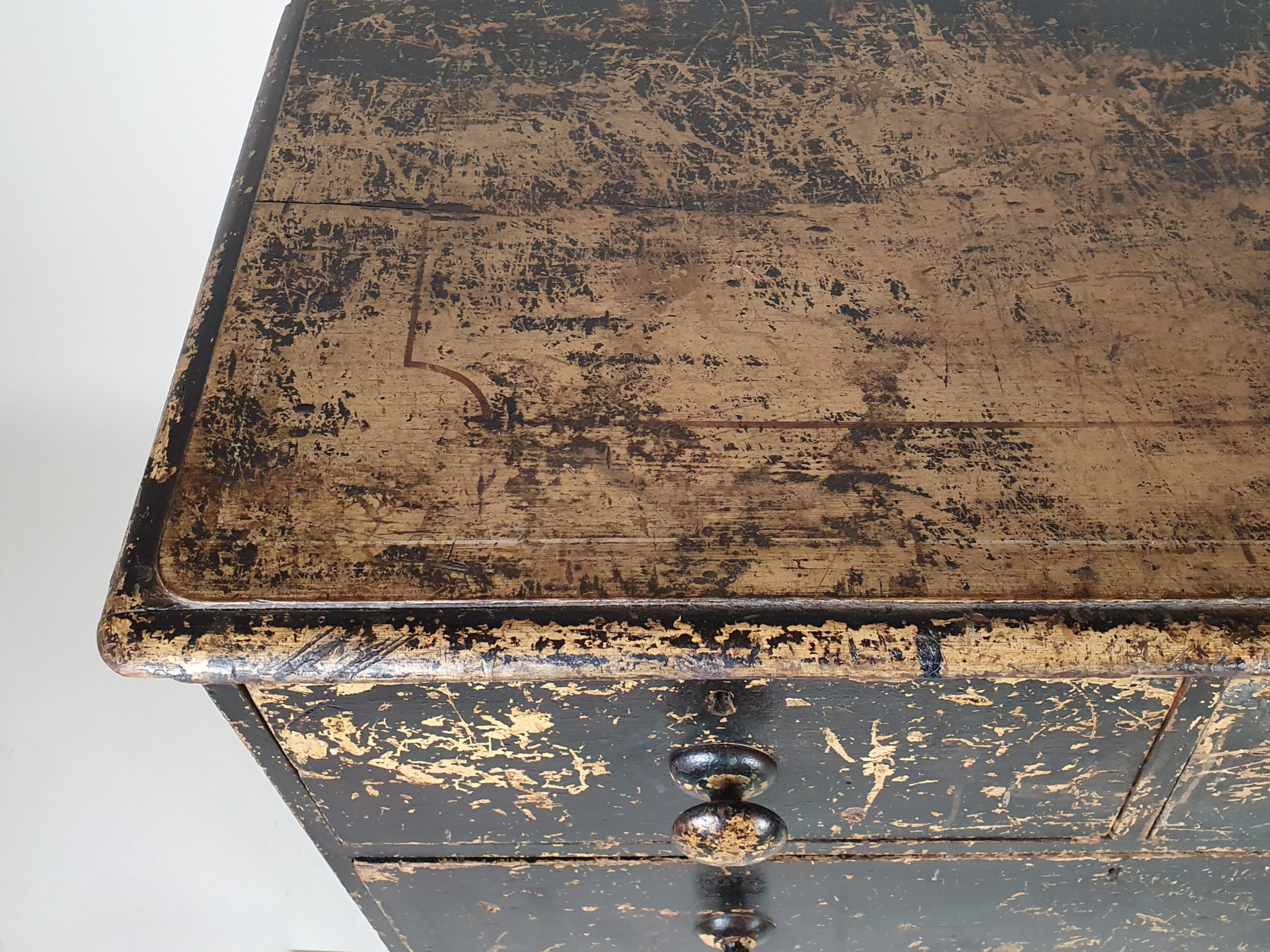 Small Victorian Chest of Drawers with layers of original black paint