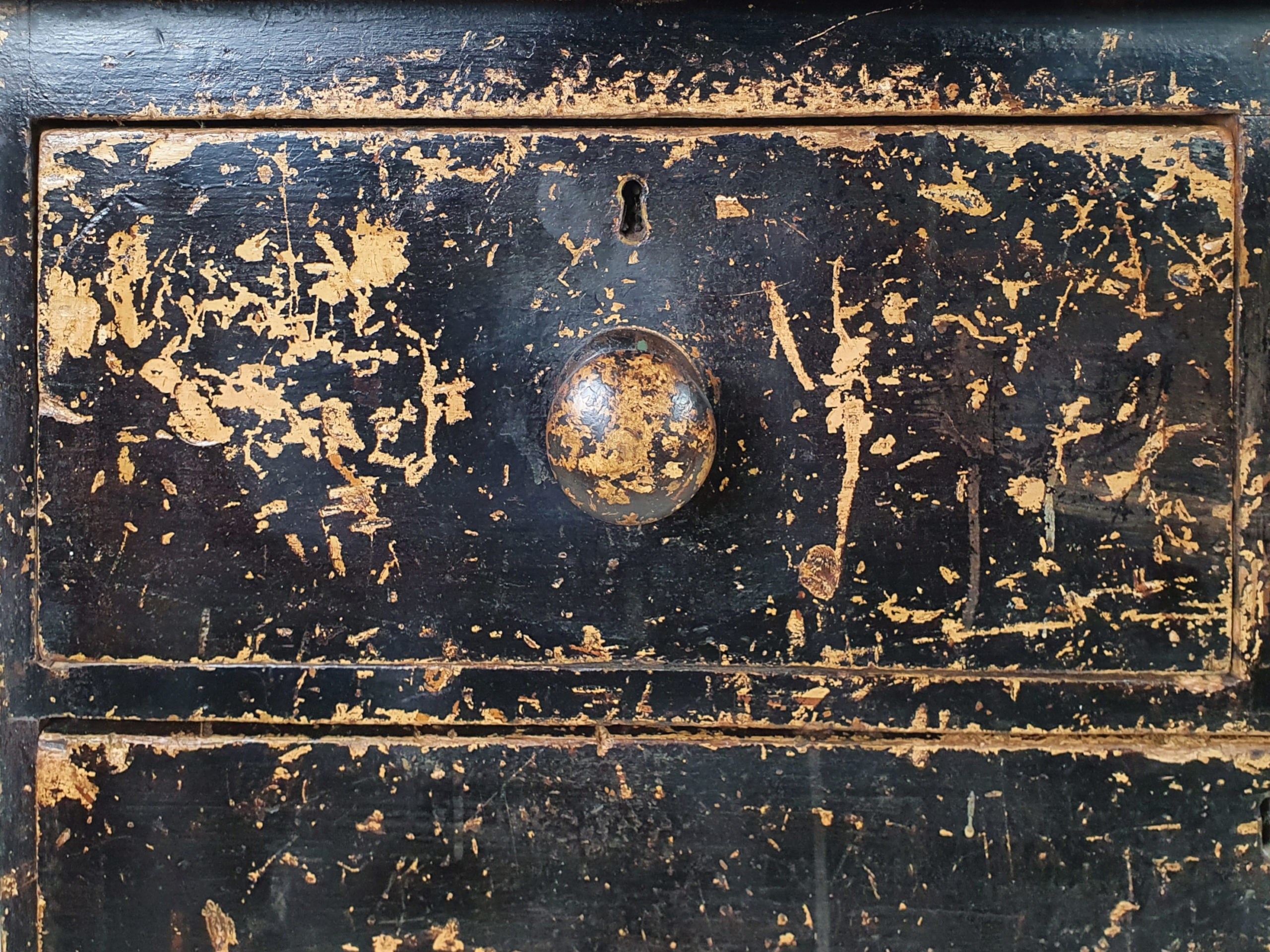 Small Victorian Chest of Drawers with layers of original black paint