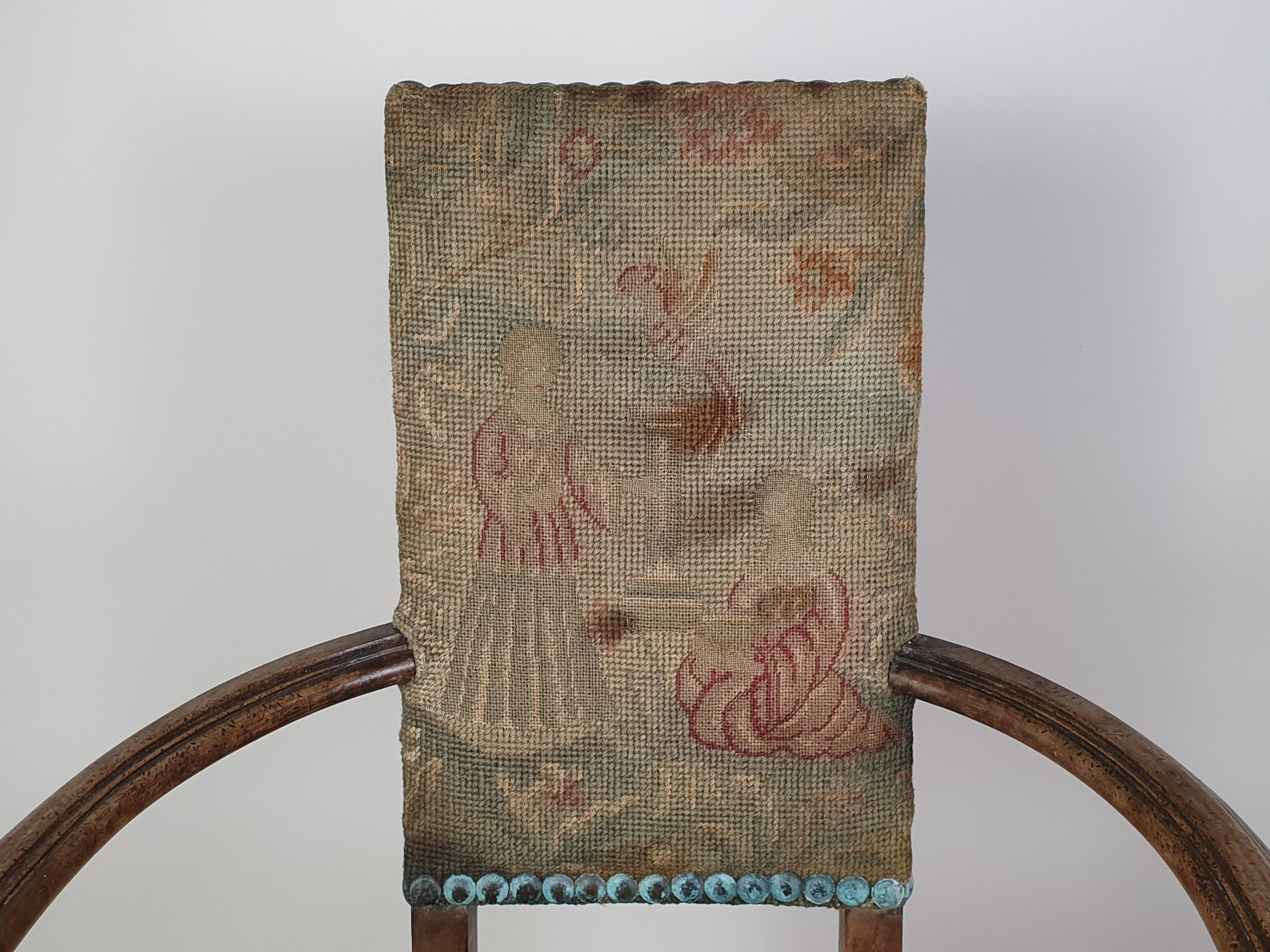 Victorian oak Chair, with earlier tapestry covering