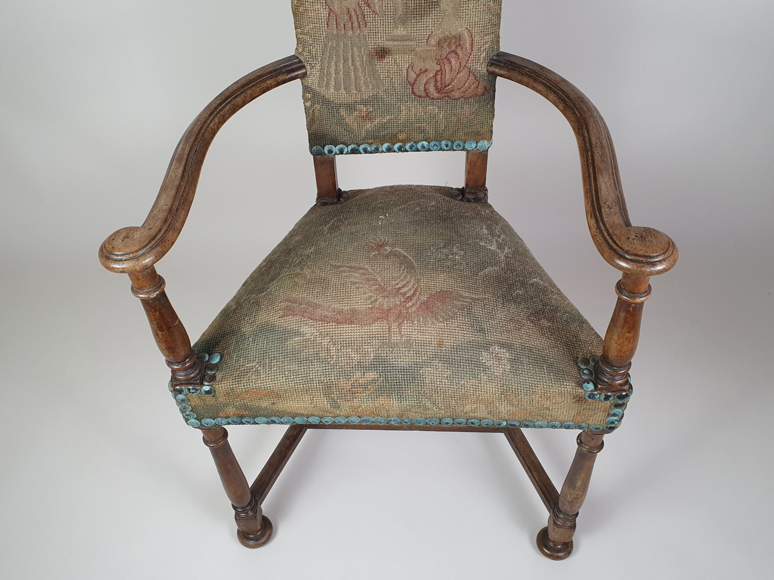 Victorian oak Chair, with earlier tapestry covering