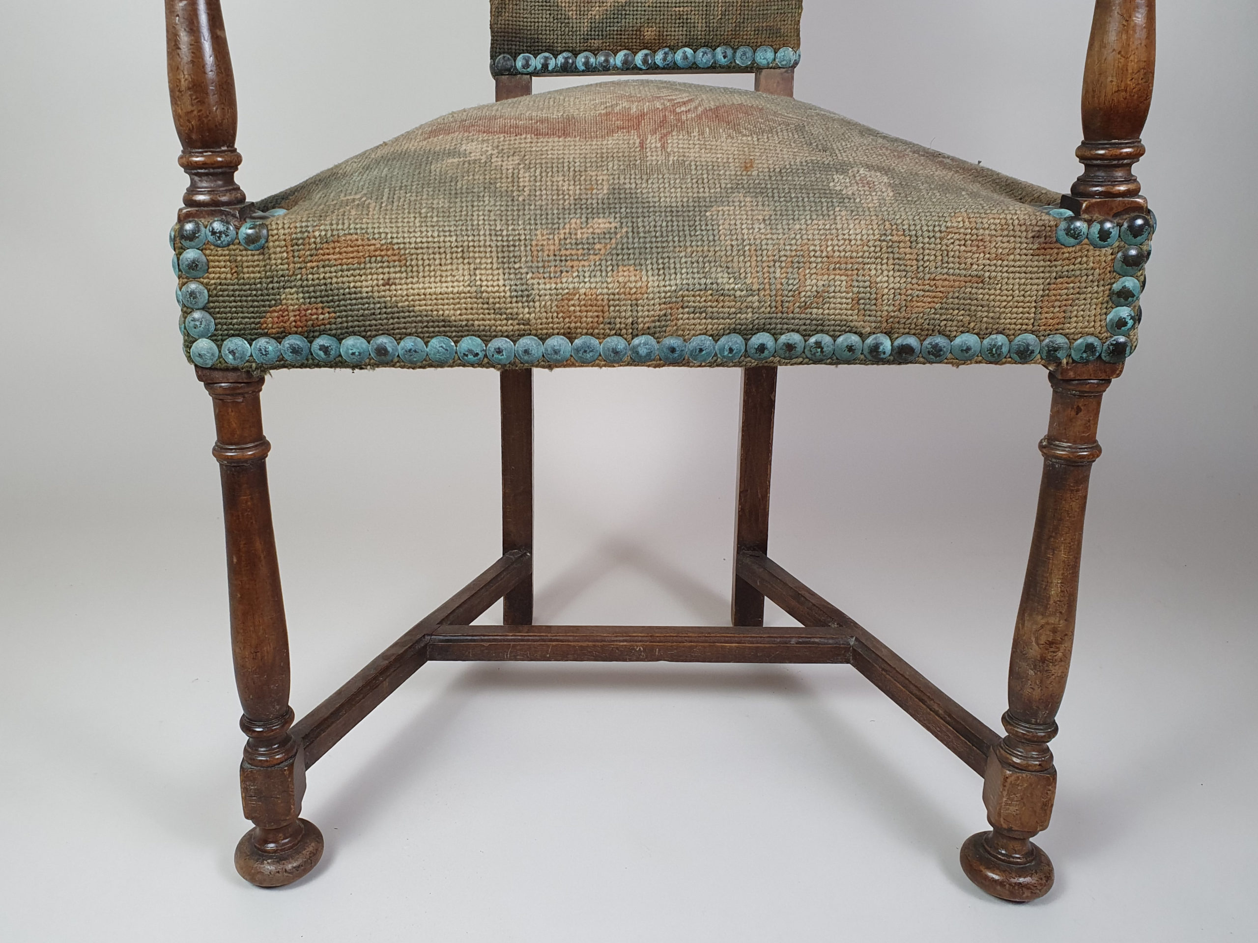 Victorian oak Chair, with earlier tapestry covering