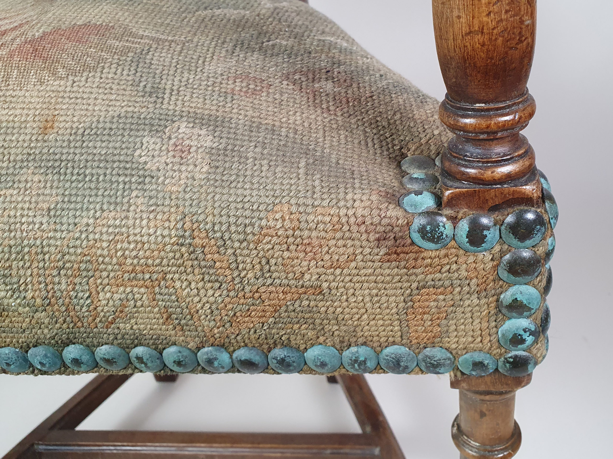 Victorian oak Chair, with earlier tapestry covering