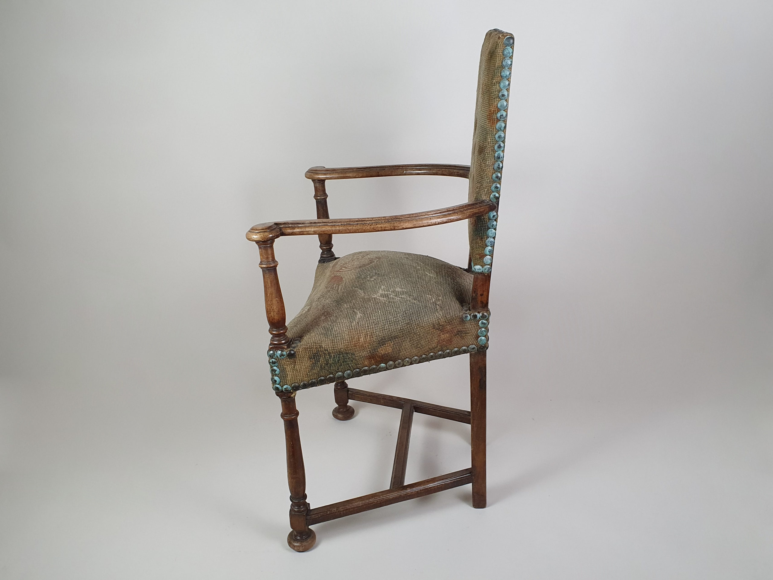 Victorian oak Chair, with earlier tapestry covering