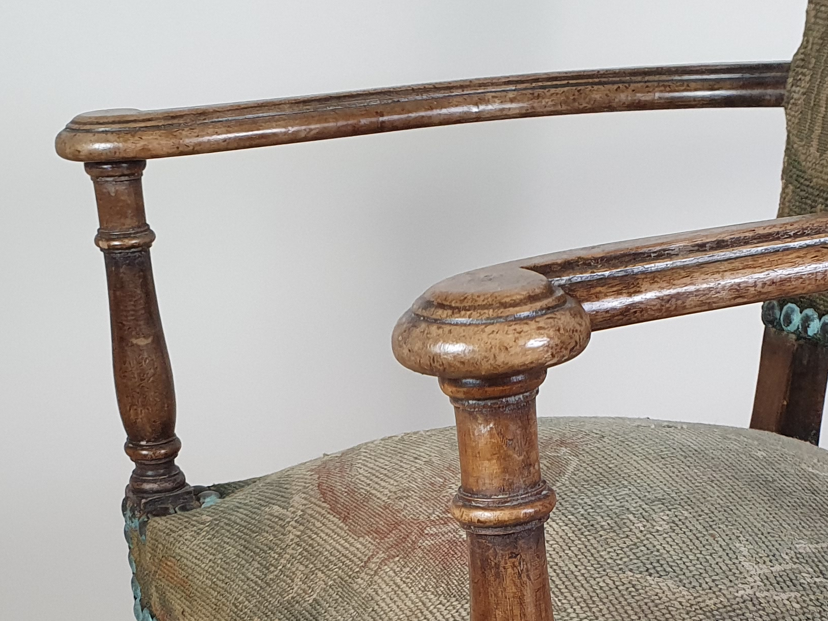 Victorian oak Chair, with earlier tapestry covering