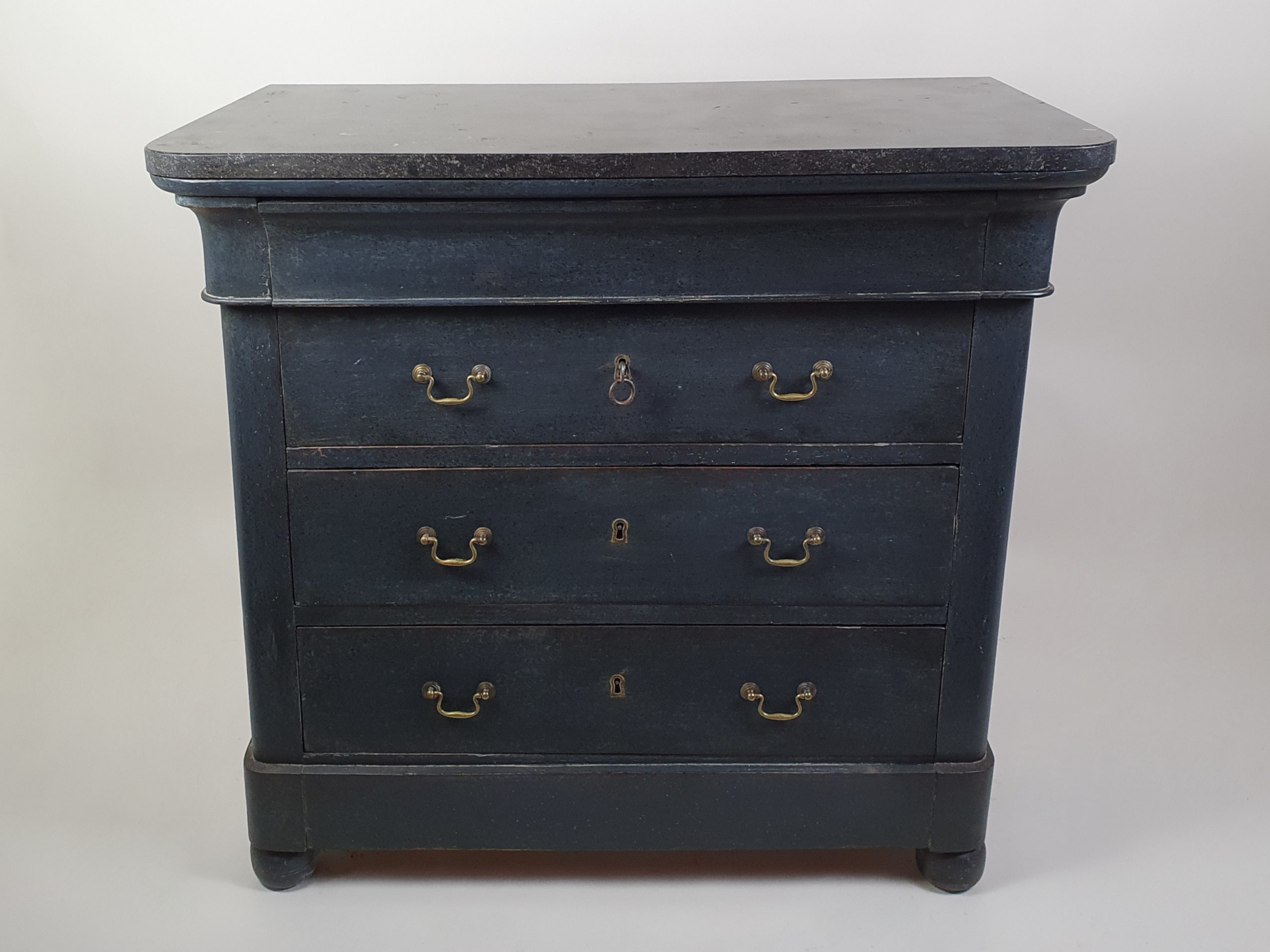 Petite Napoleon III Chest of Drawers with original grey granite top