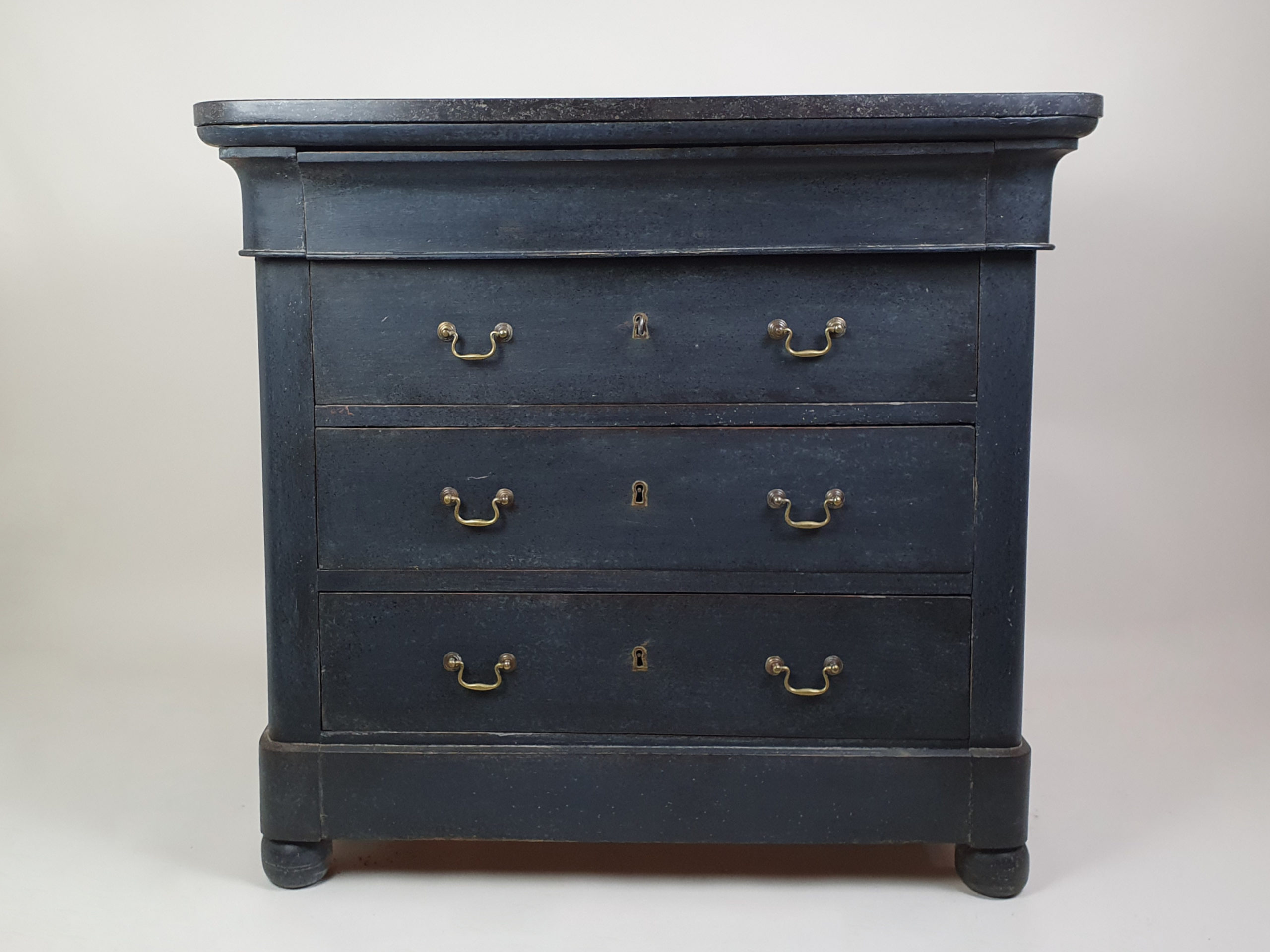 Petite Napoleon III Chest of Drawers with original grey granite top