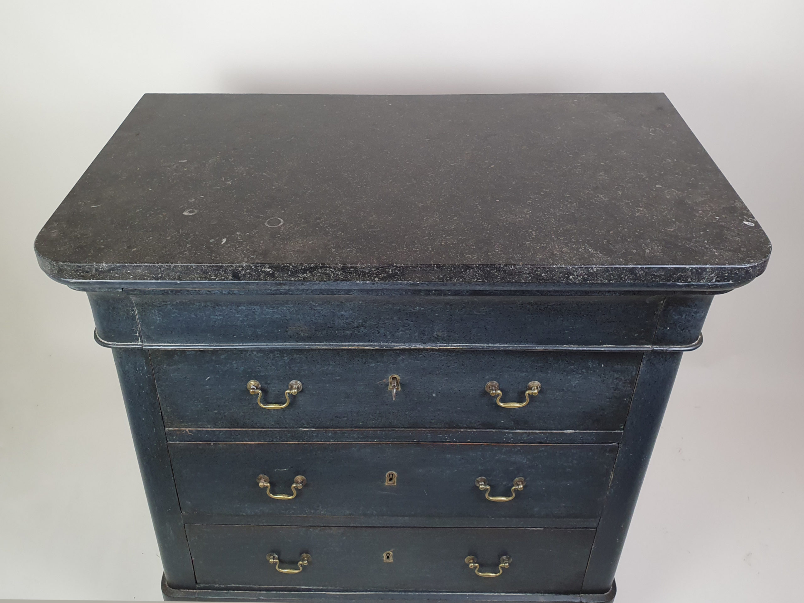 Petite Napoleon III Chest of Drawers with original grey granite top