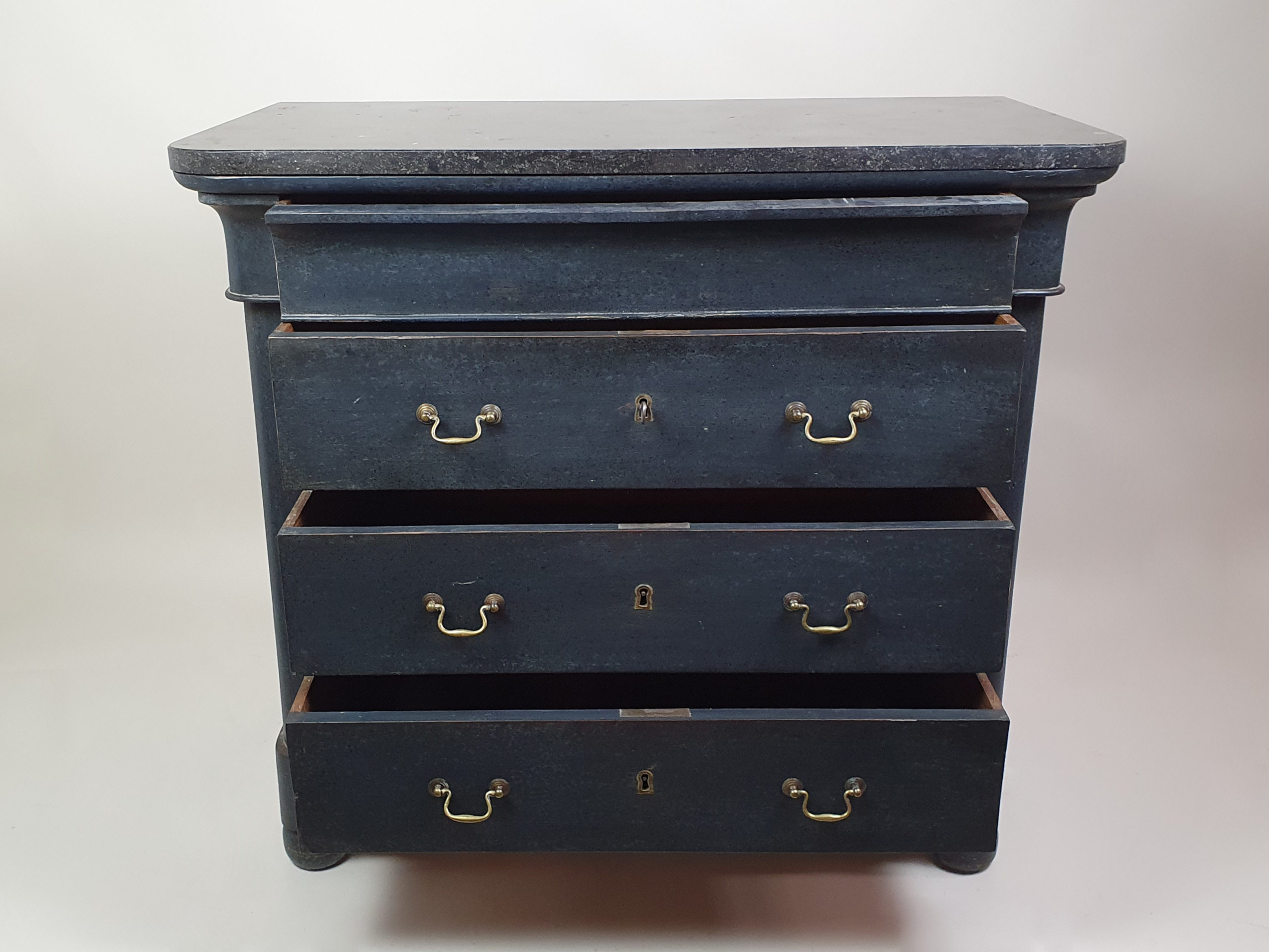 Petite Napoleon III Chest of Drawers with original grey granite top