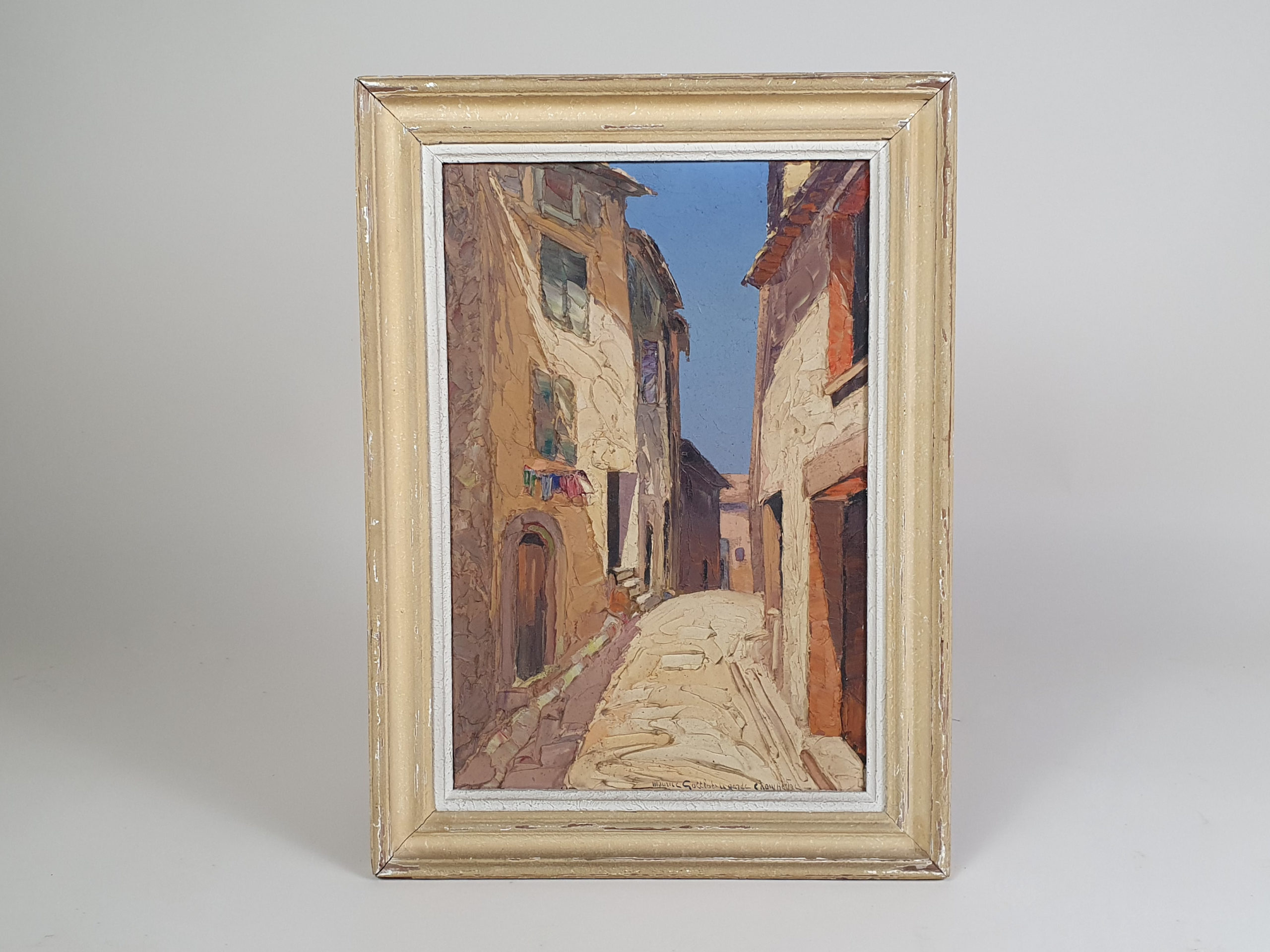 South of France street scene, vibrant impasto oil