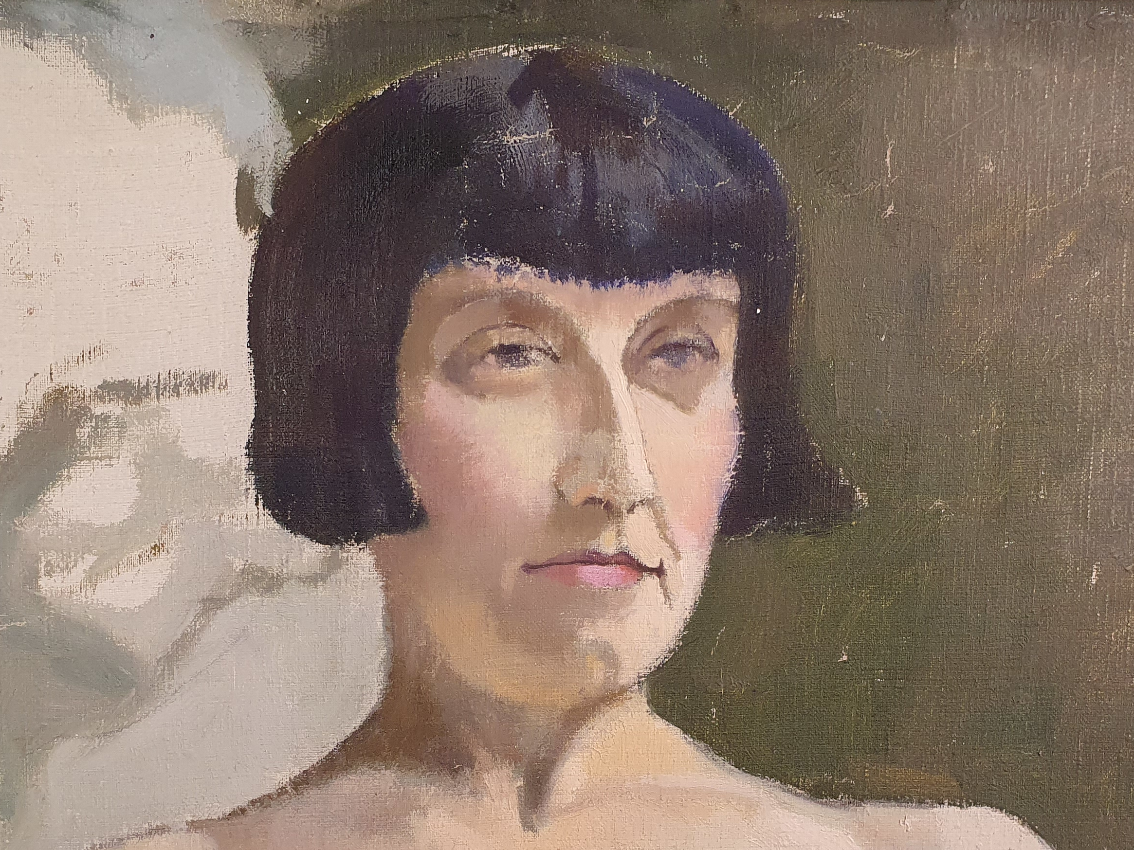 Large Antique Oil Painting A Striking 1920s Female Nude Large Antique Oil Painting A Striking 1920s Female Nude