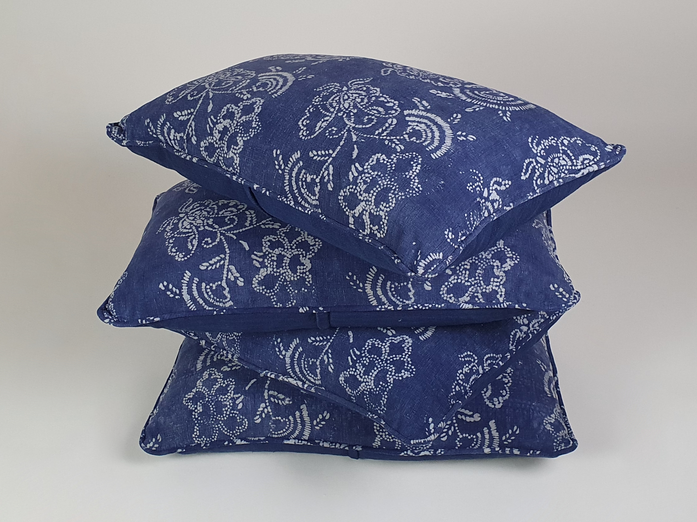 Mid Century Vietnamese indigo resist block printed Cushions