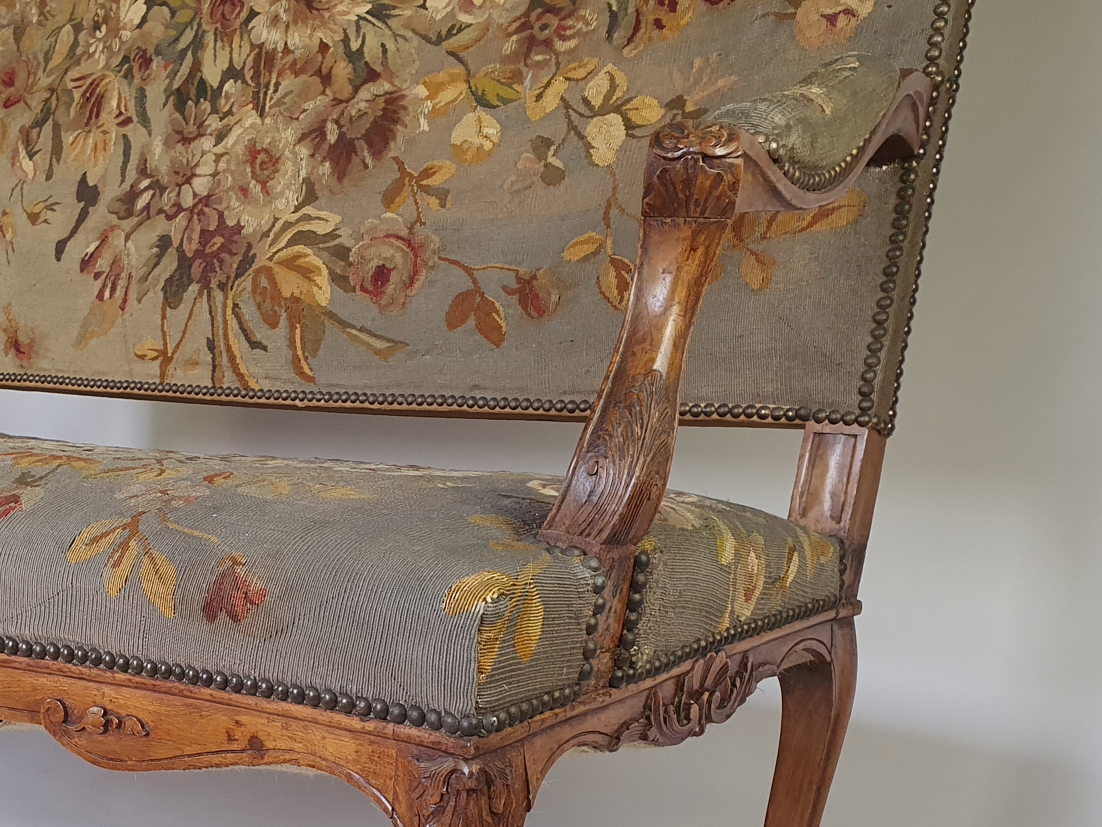 19th century French aubusson fruitwood Sofa