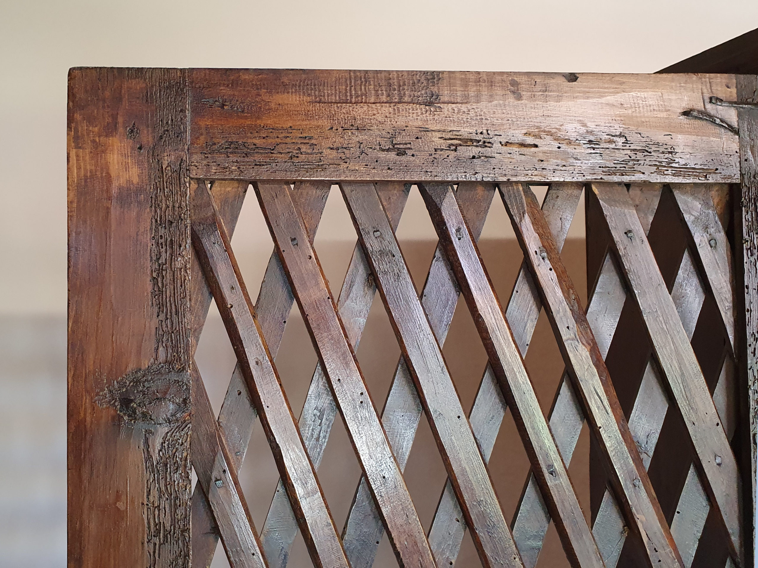 Early 1800s rustic willow and fruitwood French Cupboard
