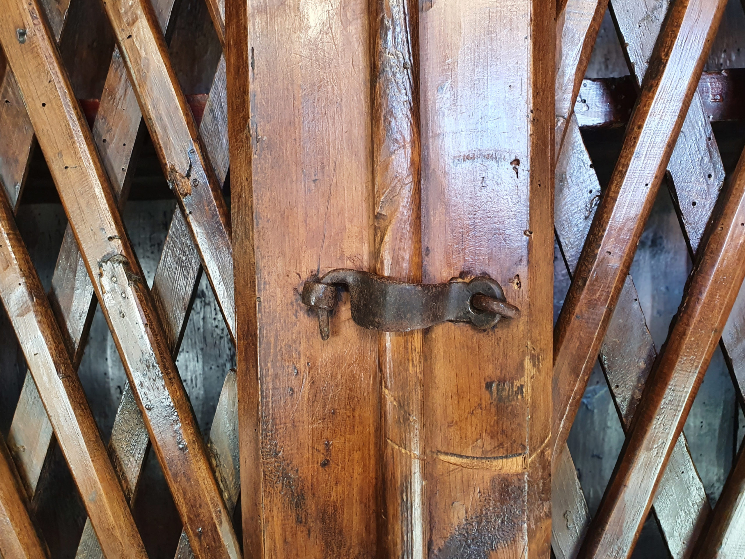Early 1800s rustic willow and fruitwood French Cupboard
