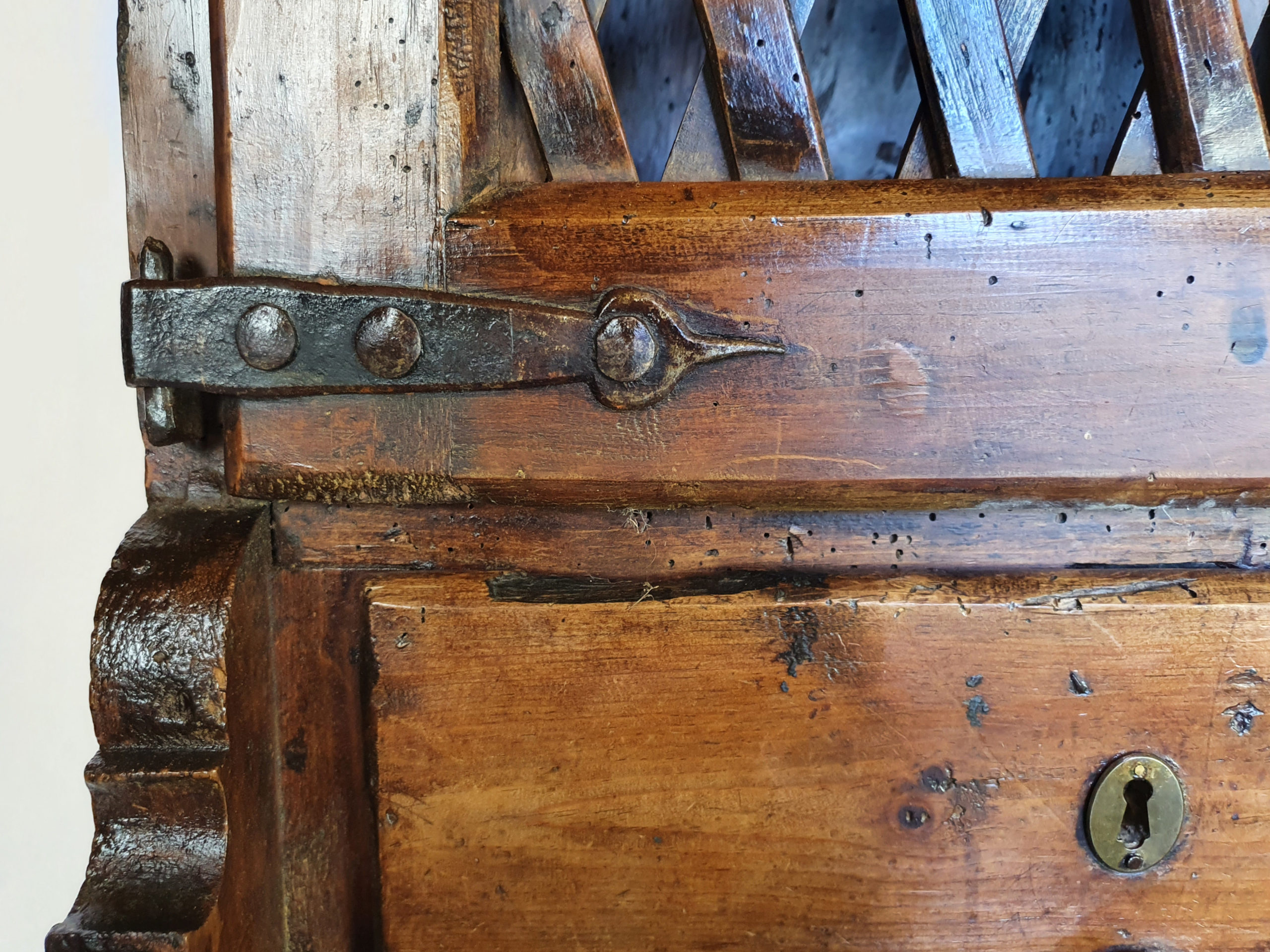 Early 1800s rustic willow and fruitwood French Cupboard