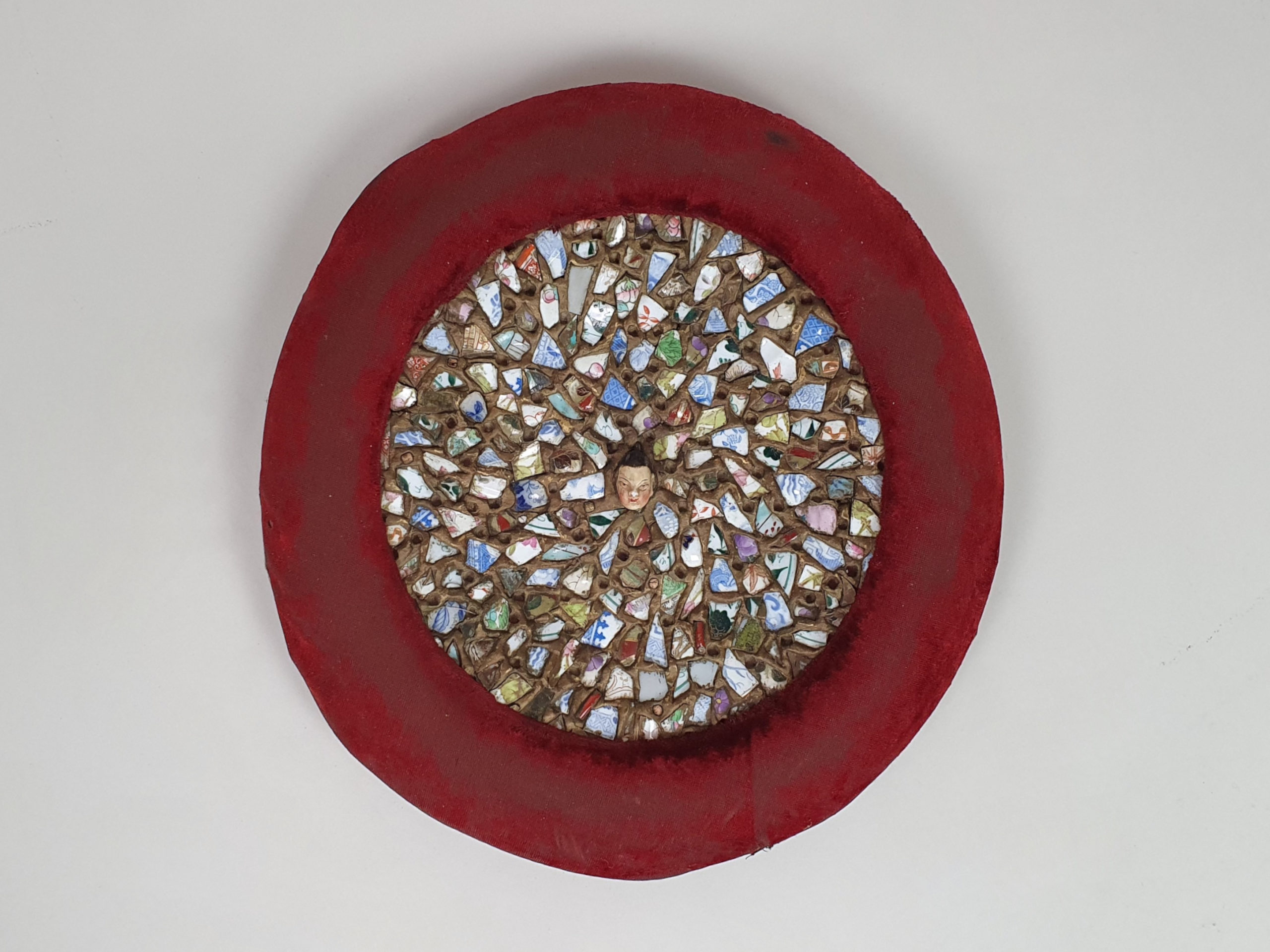 Pair of French Pique Assiettes, broken tile mosaic Plates