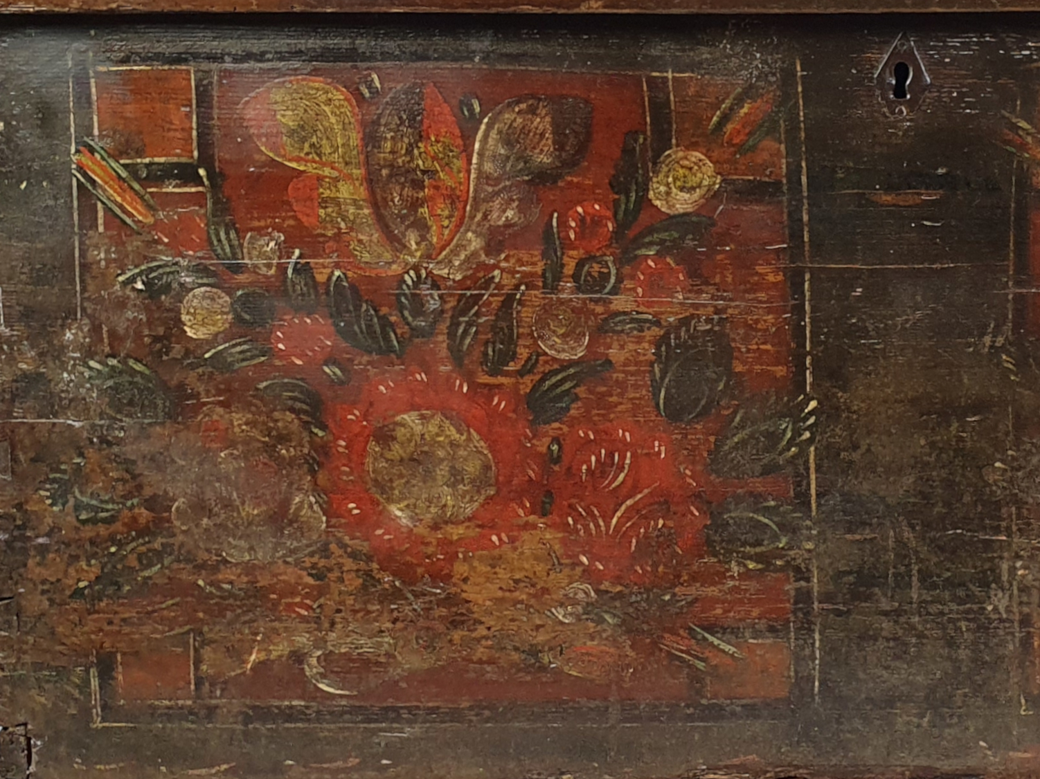 Normandy coffer with folk art design and original paint
