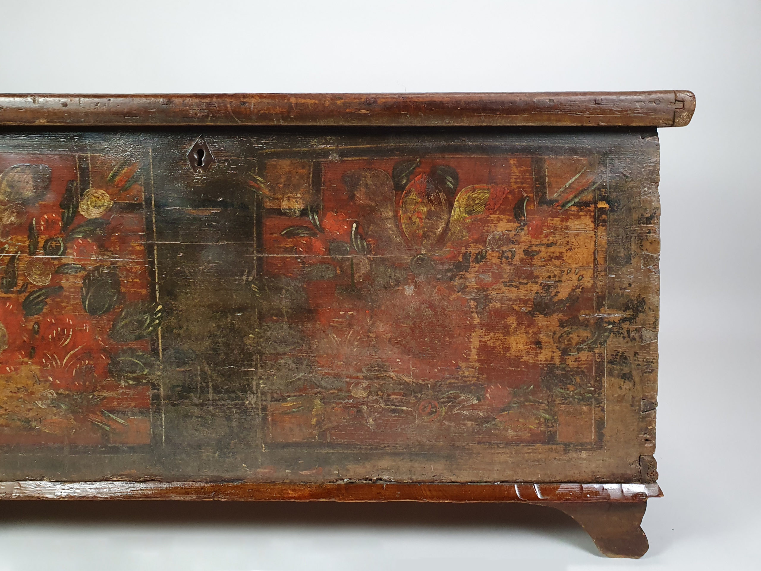 Normandy coffer with folk art design and original paint