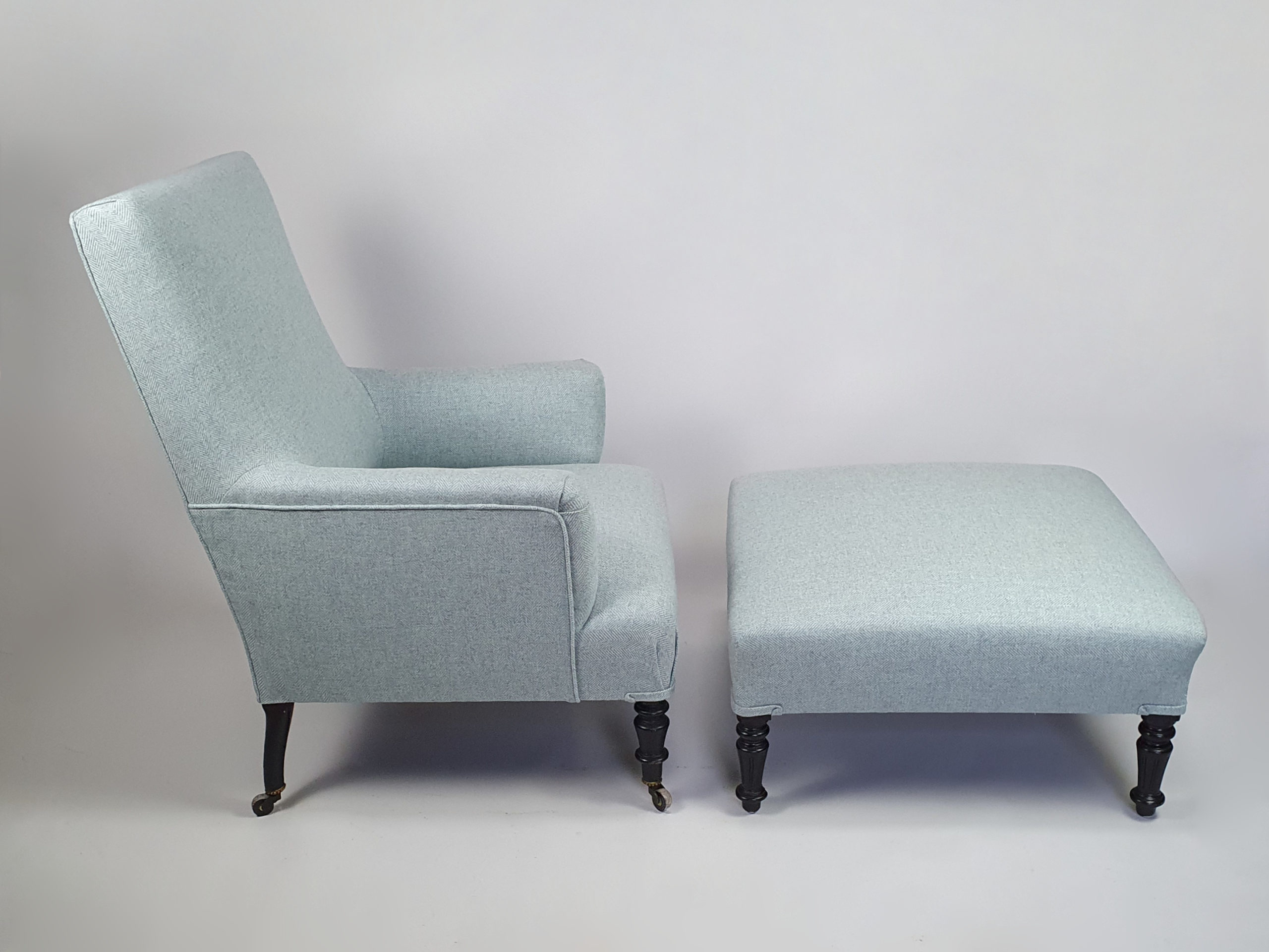 French antique Napoleon III Armchair and Footstool