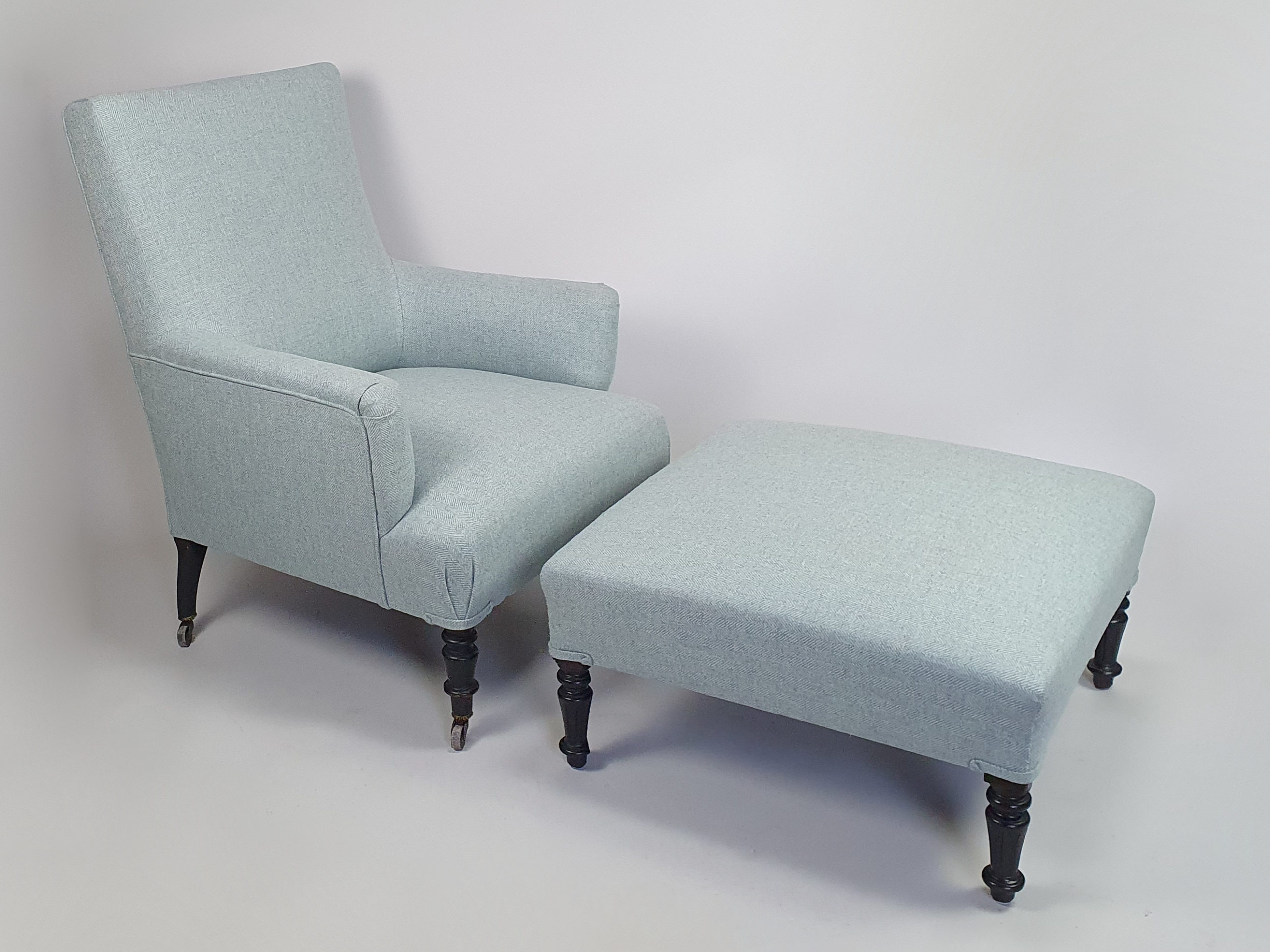 French antique Napoleon III Armchair and Footstool