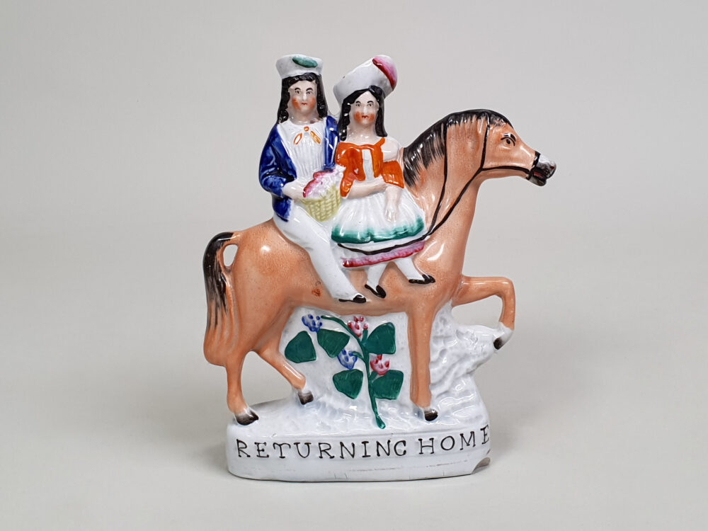 19th century antique ceramic Staffordshire figures - 'Going to Market' & 'Returning Home'