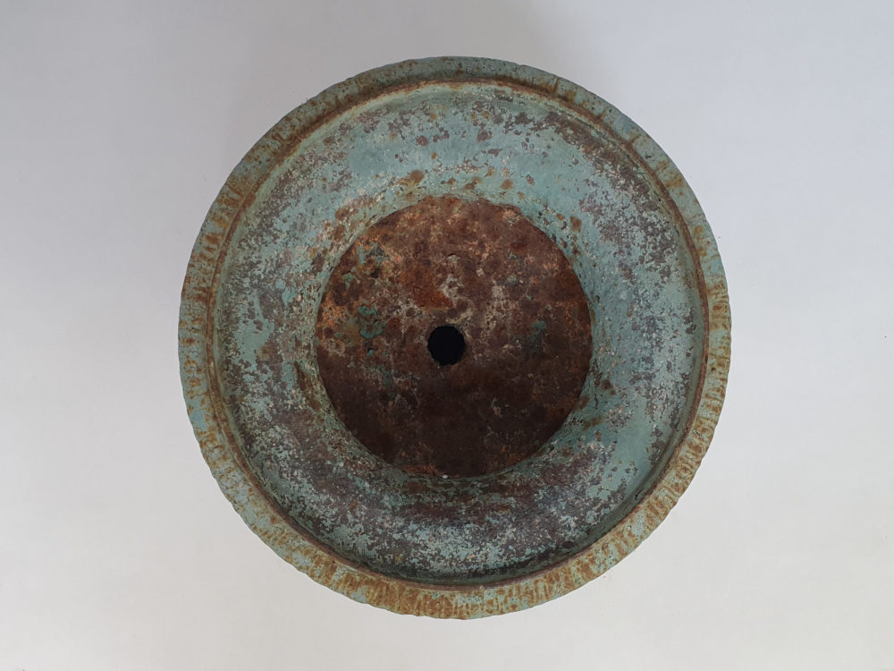 Exceptional run of four Georgian tazza Urns, with original duck egg blue paint
