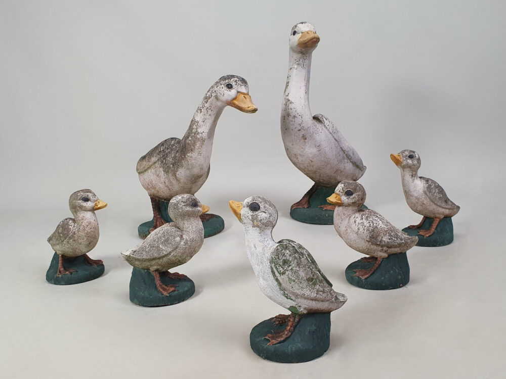 A family of Geese antique garden Ornaments