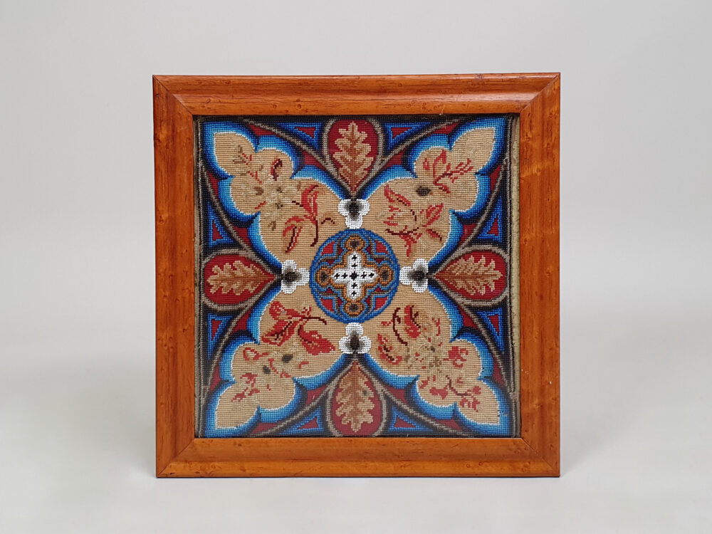 A pair of antique victorian Beadwork and Needlepoint Panels