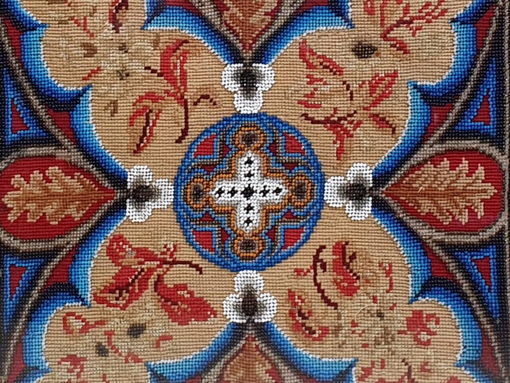 A pair of antique victorian Beadwork and Needlepoint Panels