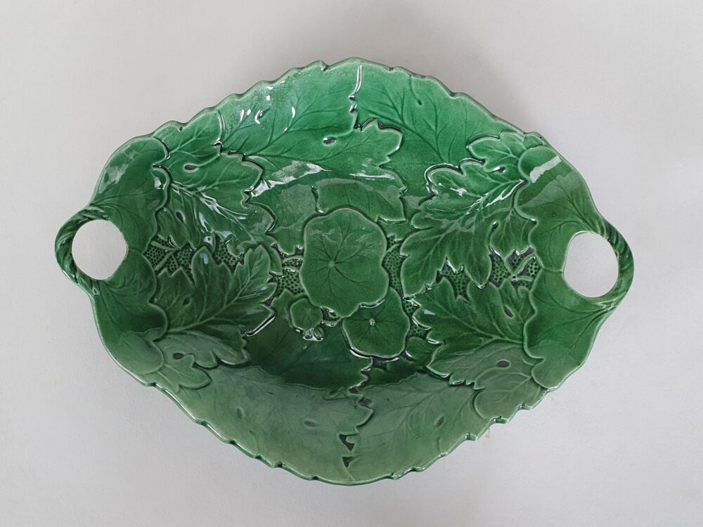 A pair of green Majolica antique Platters or Serving Plates