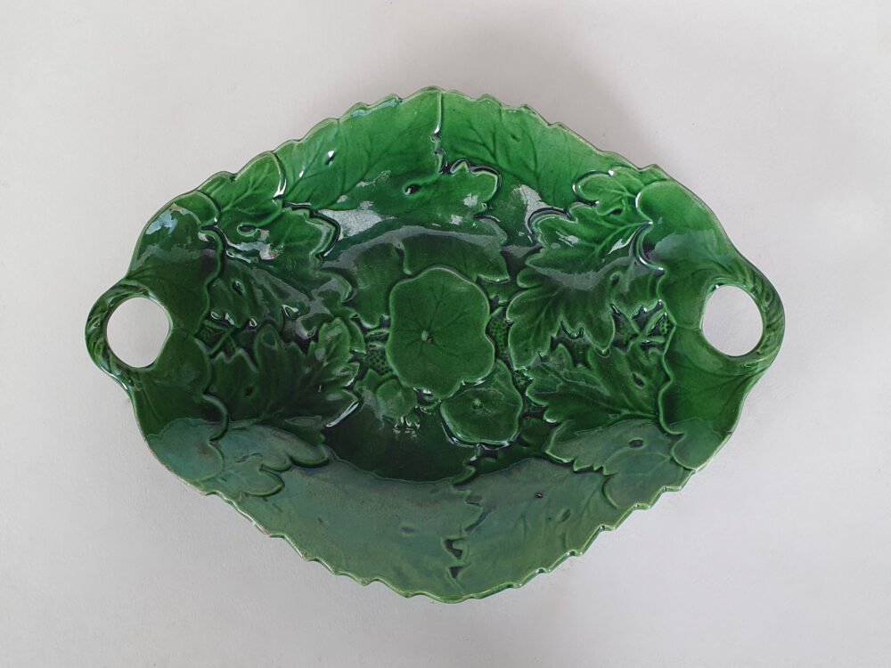 A pair of green Majolica antique Platters or Serving Plates