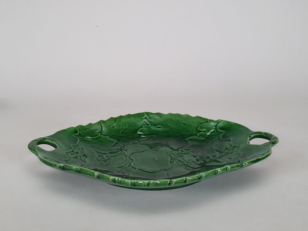 A pair of green Majolica antique Platters or Serving Plates
