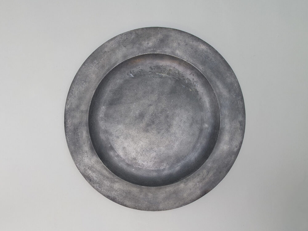 A pair of large antique Georgian 18th-century pewter Chargers
