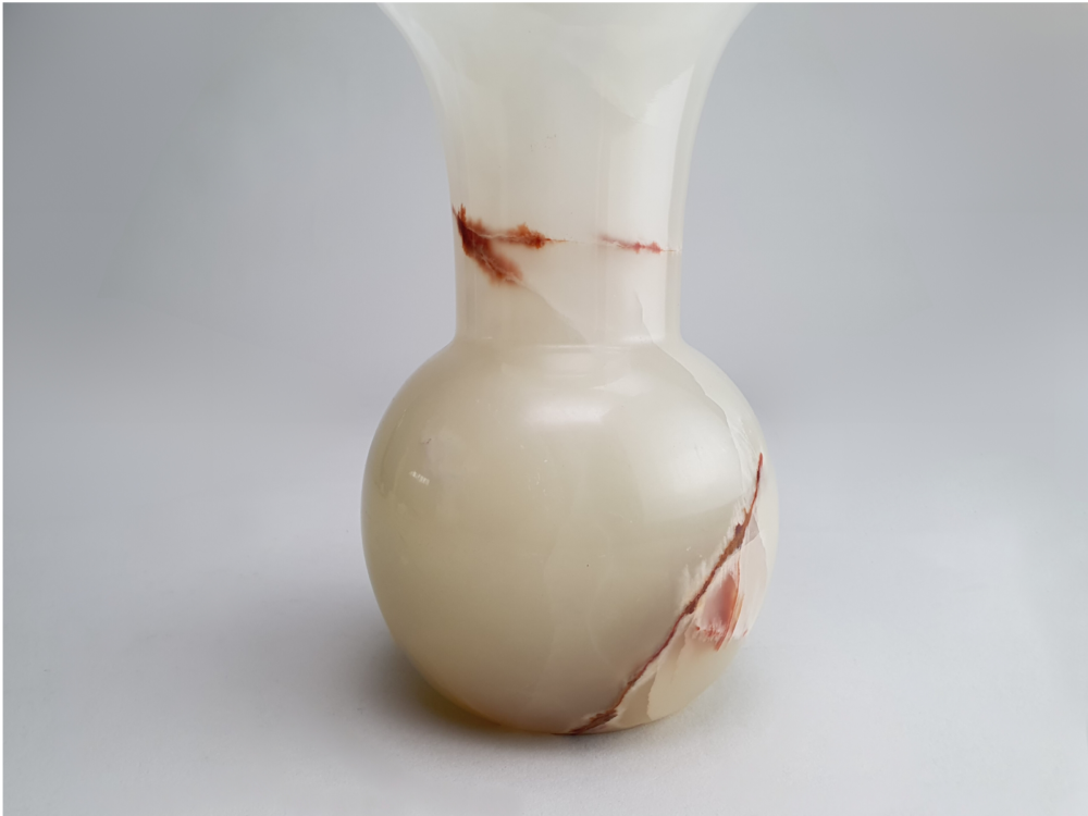 A pair of mid century antique cream onyx Vases